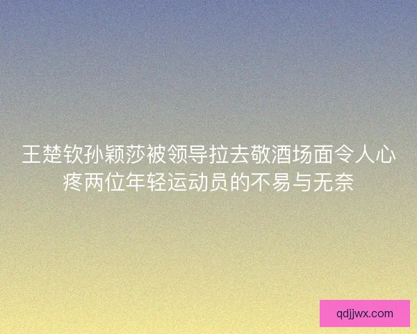 王楚钦孙颖莎被领导拉去敬酒场面令人心疼两位年轻运动员的不易与无奈