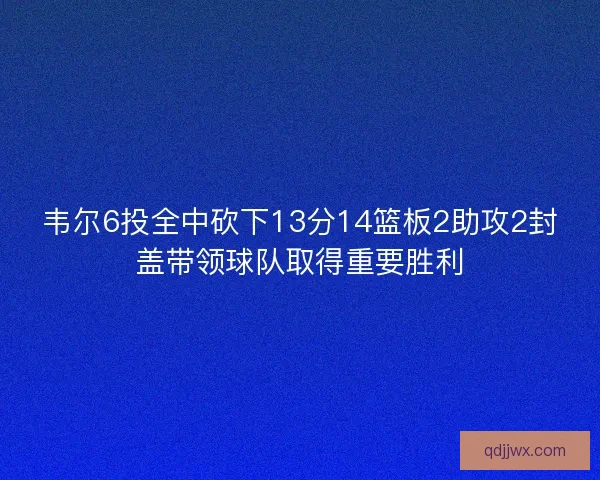 韦尔6投全中砍下13分14篮板2助攻2封盖带领球队取得重要胜利